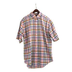 Ralph Lauren Mens Large Blaire 100% Cotton Button-Down Shirt Plaid Preppy